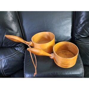 Fryes Measure Mill Old Time Woodware Piggins Scoop Shaker Wilton NH Wooden 2 Set